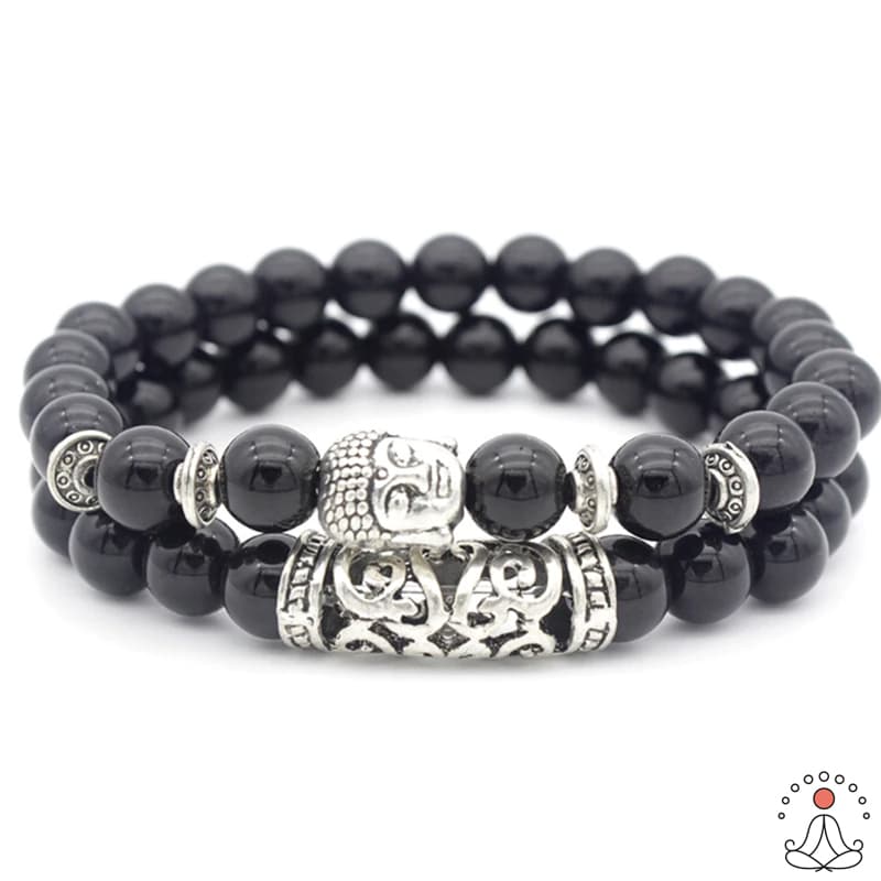 Bracelet Bouddha "Double Protection" en Onyx noir